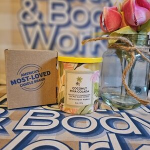 NWT Bath & Body Works Coconut Pina Colada Single Wick Candle - Yellow and Pink